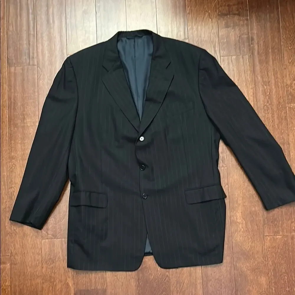 Hickey-Freeman Nordstrom 100% Wool Black Pinstripe Blazer, Size 48L